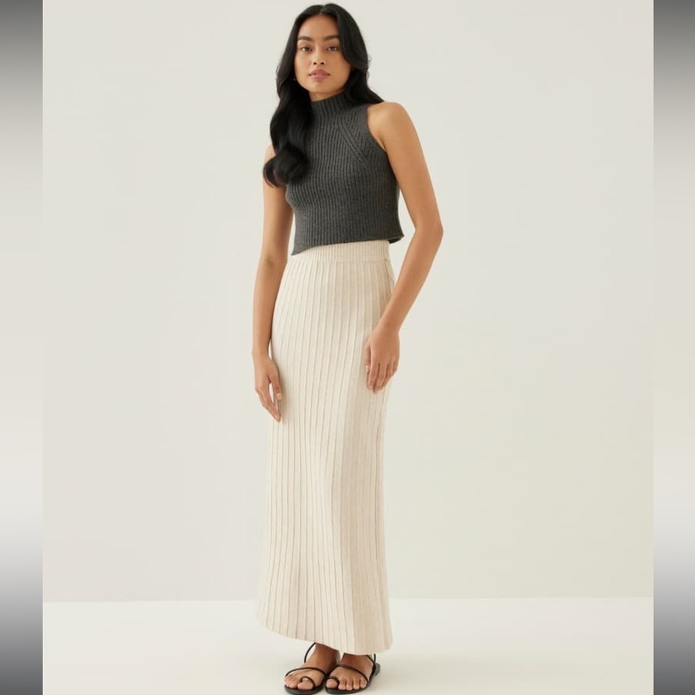Love Bonito Korin Elastic Waist Soft Cozy Knit Column Ribbed Maxi Skirt Size 6